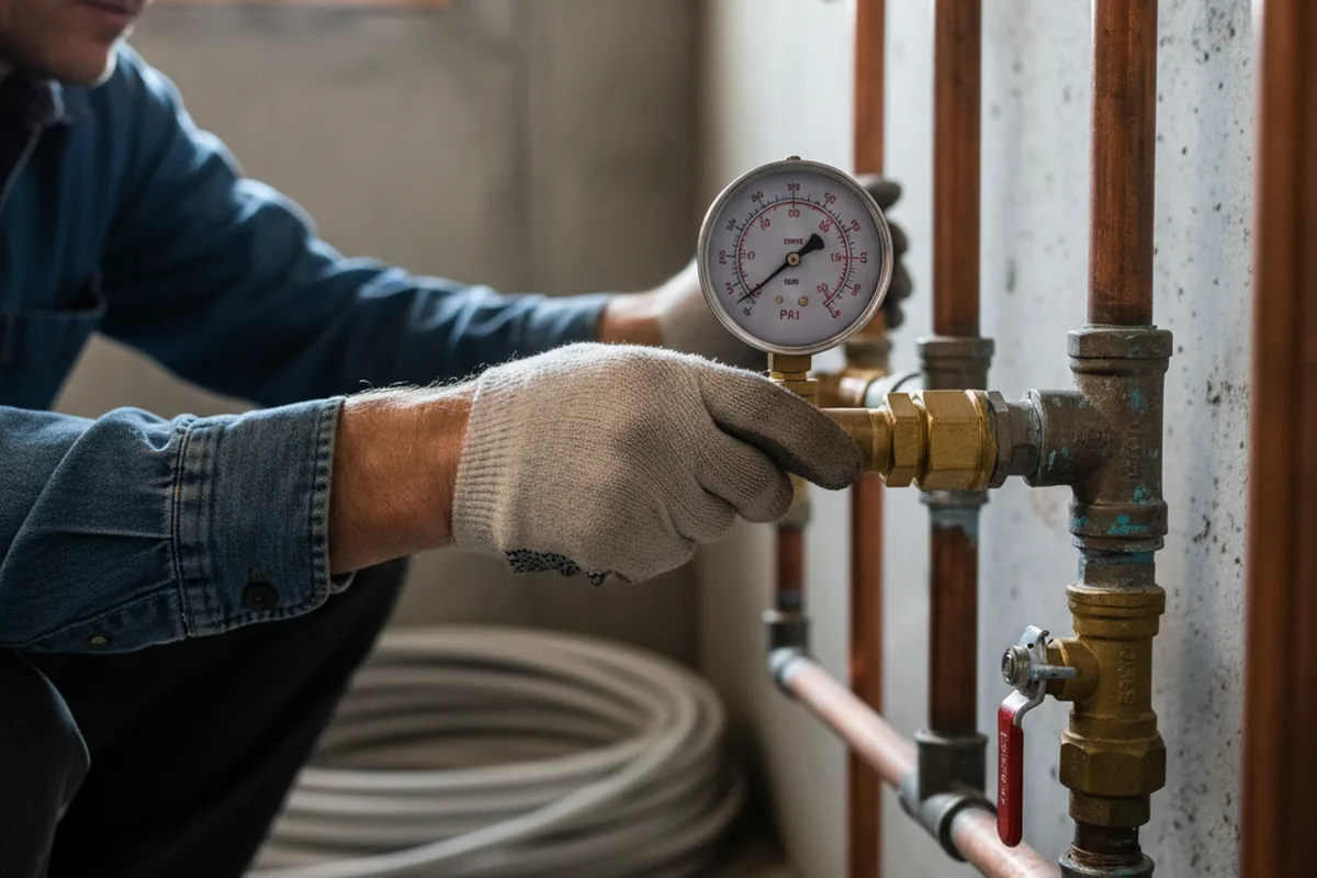 Pressure testing a repaired line during Water Line Repair in Marcus Hook